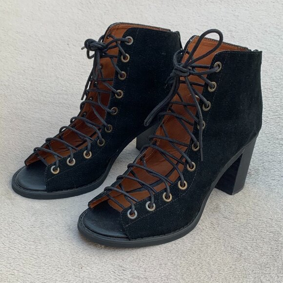 Jeffrey Campbell Cors Black Suede Ankle Booties Sz8 - Picture 5 of 15